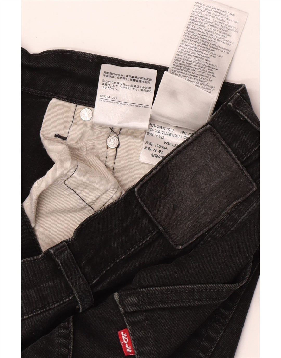 Levi's Herren Skinny Jeans W30 L32 Schwarze Baumwolle
