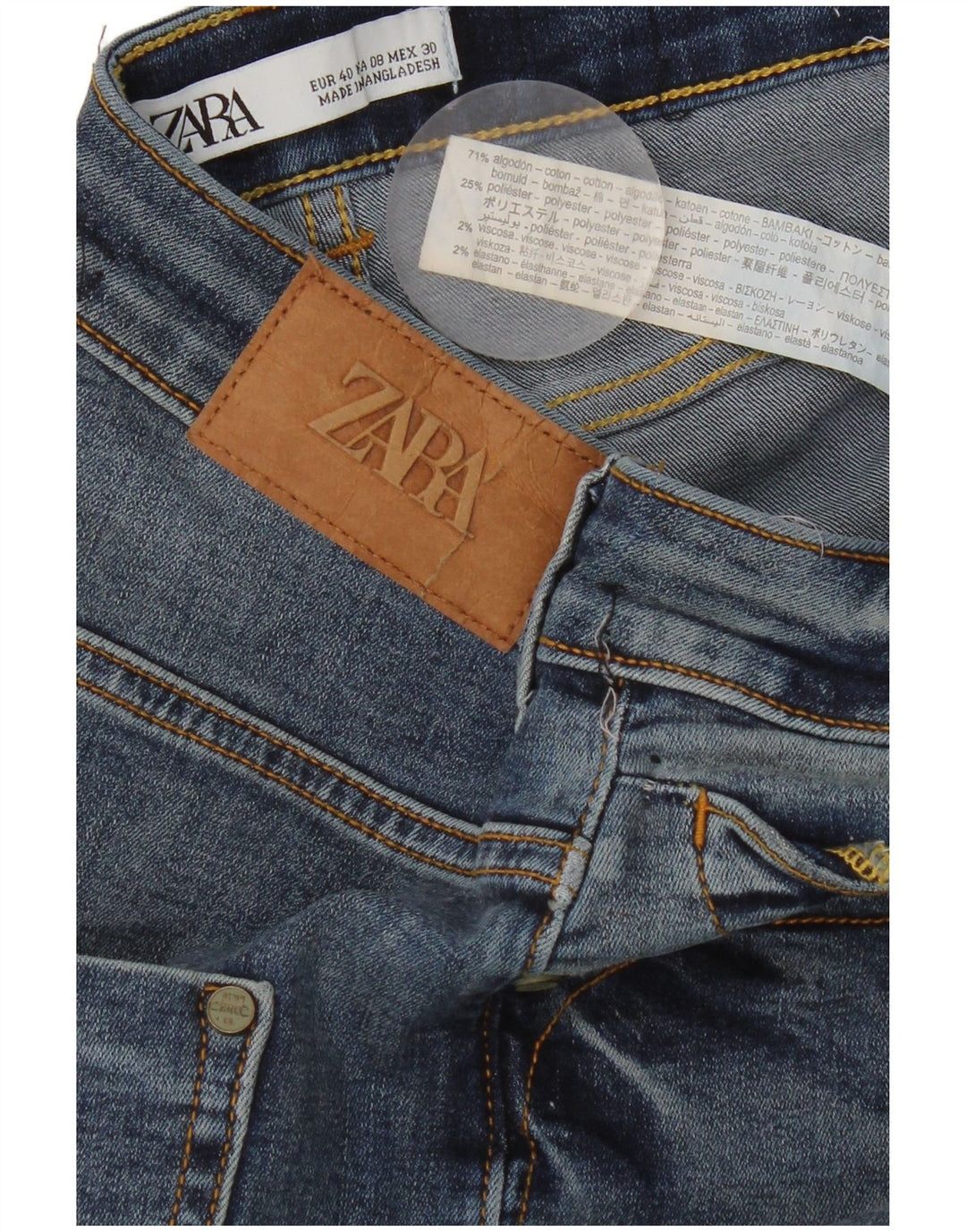 Zara Damen-Cropped-Jeans EU 40 Medium W30 L24 Blaue Baumwolle