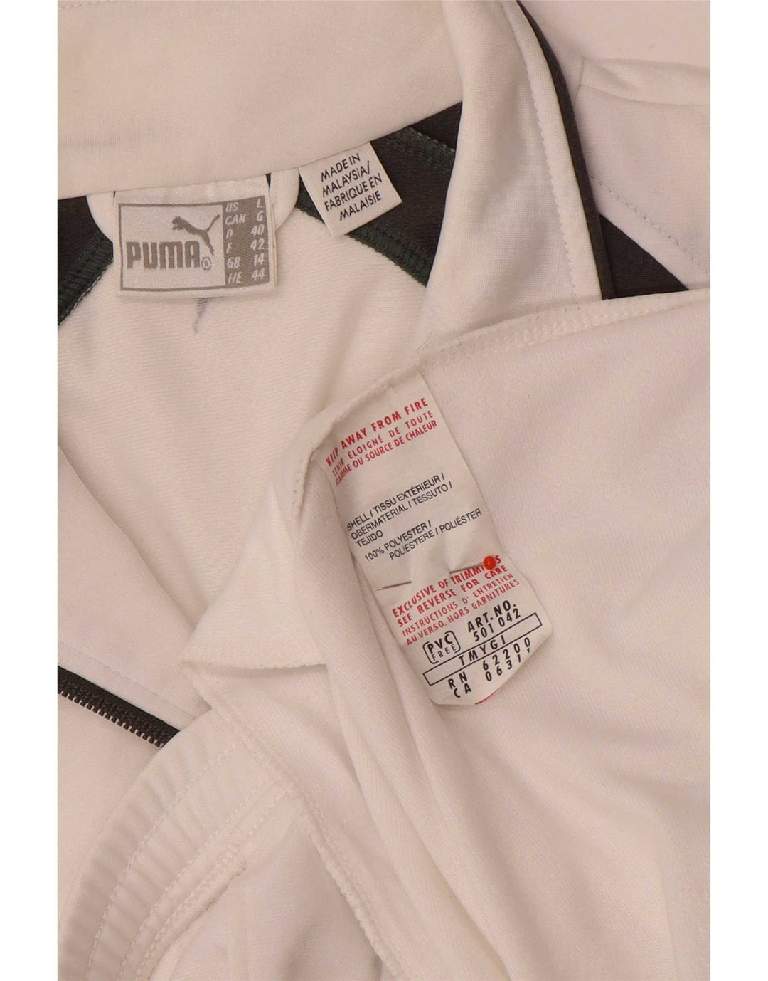 Puma Damen-Trainingsanzug-Top-Jacke, UK 14, groß, weißes Farbblock-Polyester