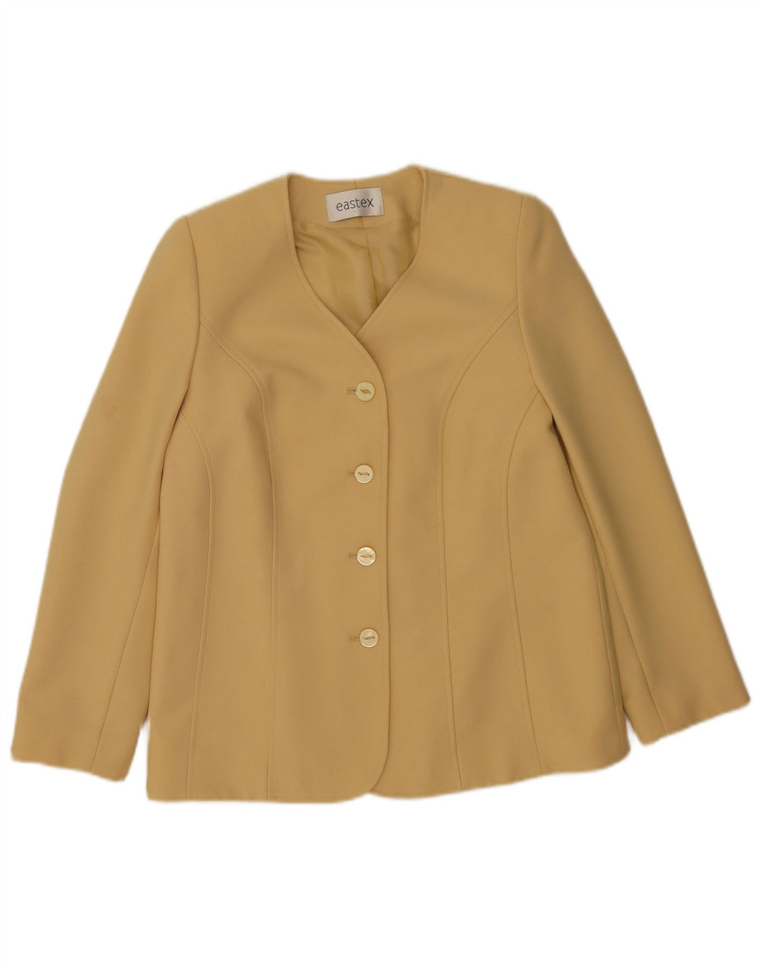 Eastex Damen-Blazerjacke mit 4 Knöpfen, UK 14, mittelbeigefarbenes Polyester
