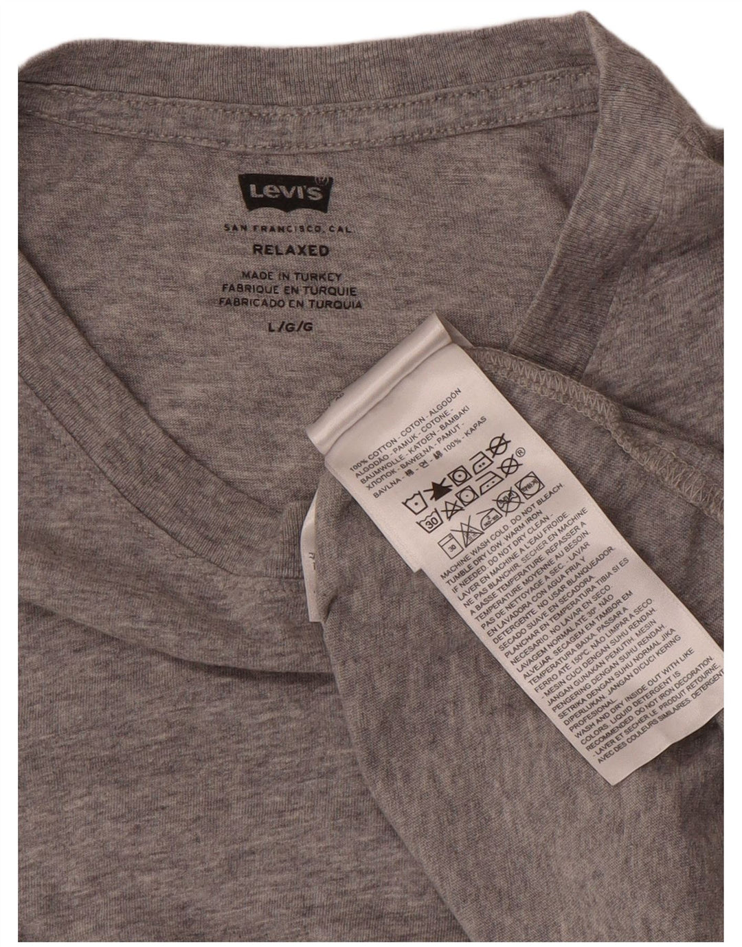 Levi's Herren Relaxed T-Shirt Top Large Grau Baumwolle