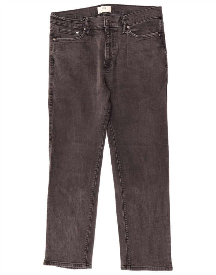 Marks & Spencer Herren Straight Jeans W36 L31 Graue Baumwolle