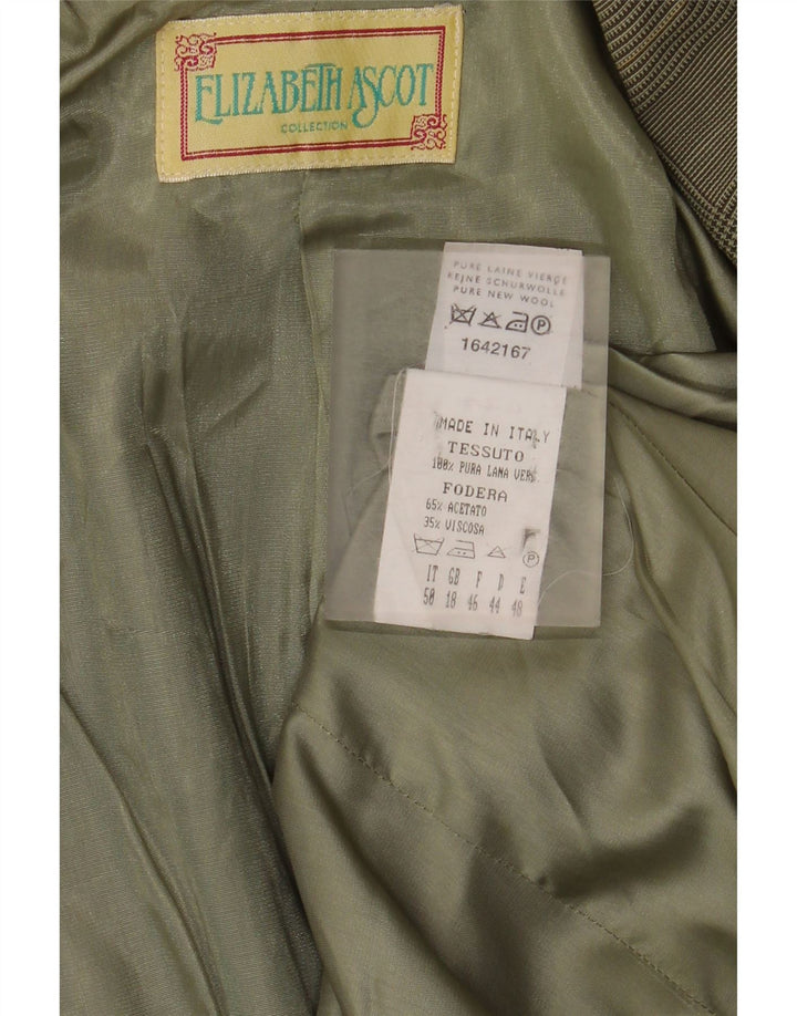 Elizabeth Ascot Damen 3-Knopf-Blazerjacke UK 18 XL Grüner Hahnentritt