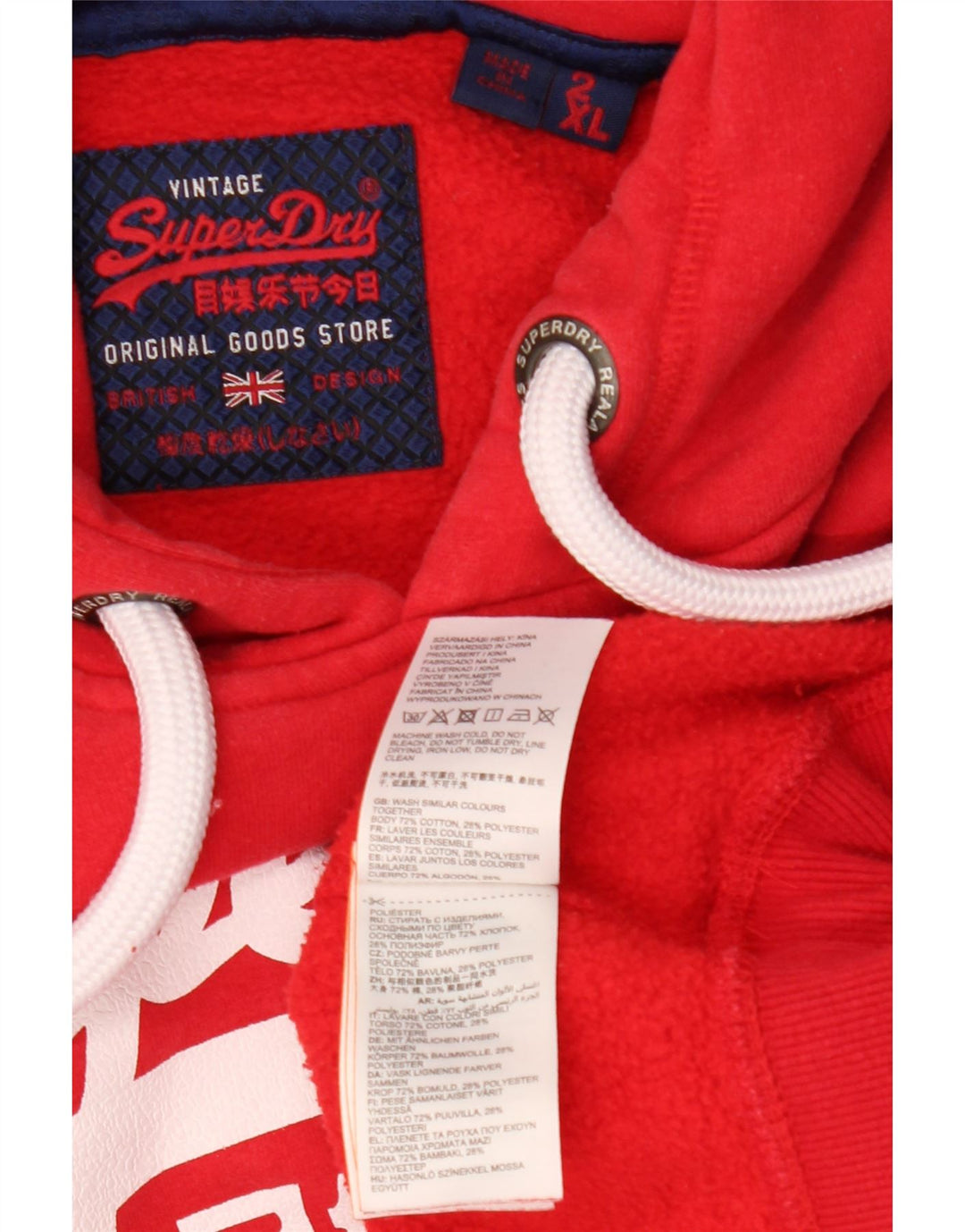 Superdry Herren Grafik-Hoodie-Pullover 2XL aus roter Baumwolle