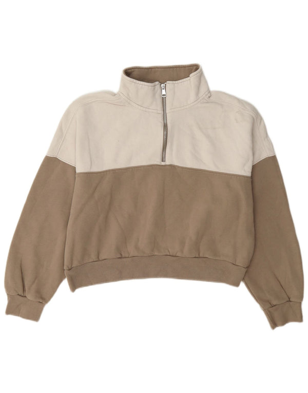 Abercrombie & Fitch Damen Crop Sweatshirt Pullover UK 14 Mittelgrau
