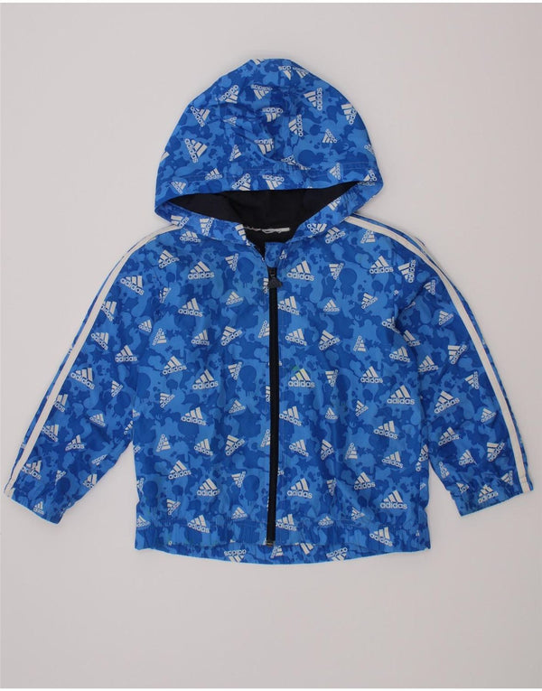 Adidas Jungen Graphic Hooded Windjacke, 2–3 Jahre, blaues Polyester