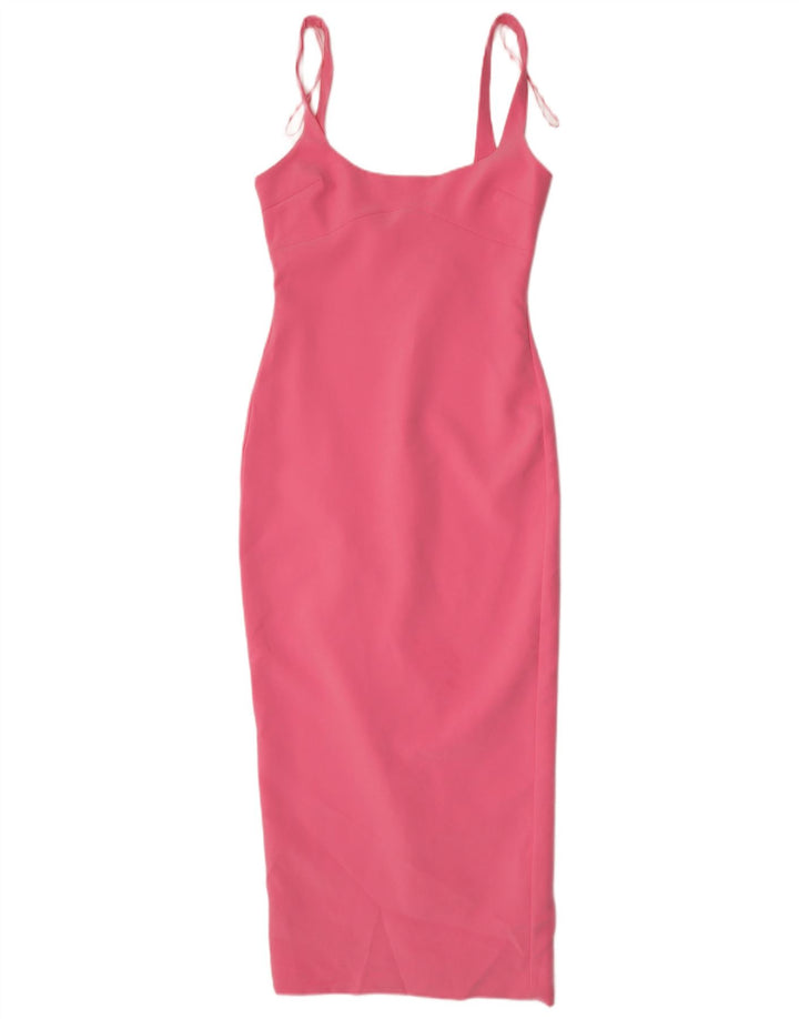 Zara Damen Ärmelloses, figurbetontes Kleid UK 12 Mittelrosa Polyester