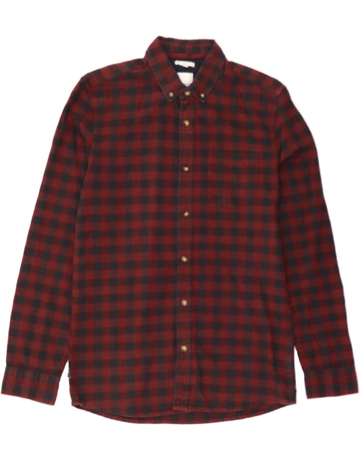 JULES Mens Slim Fit Flannel Shirt Small Red Gingham Cotton Vintage Jules and Second-Hand Jules from Messina Hembry 