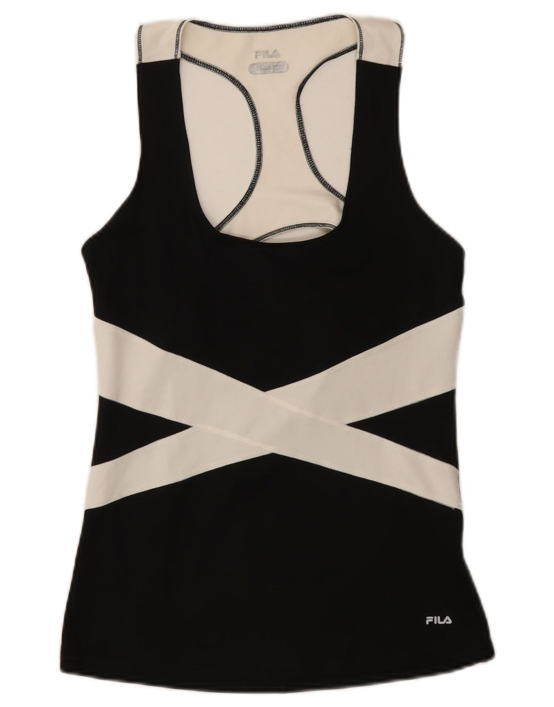 Fila Damen-Trägershirt UK 14 Large Schwarzer Colourblock-Polyester