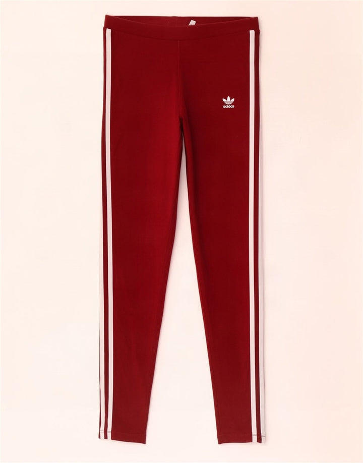 Adidas Damen Leggings UK 10 Small Maroon Cotton