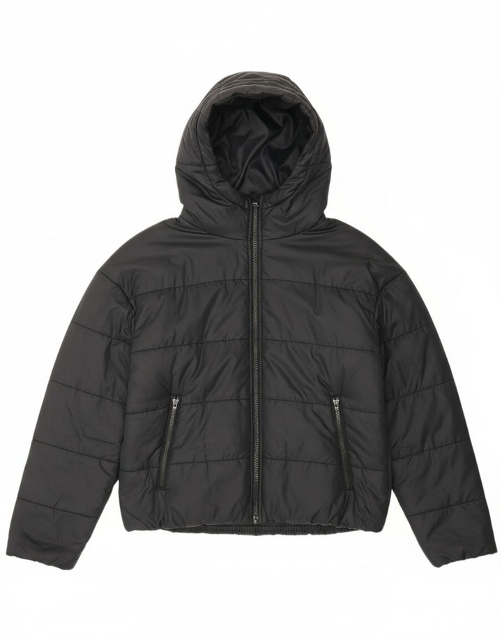 NIKE Womens Oversized Hooded Graphic Padded Jacket UK 10 Small Black