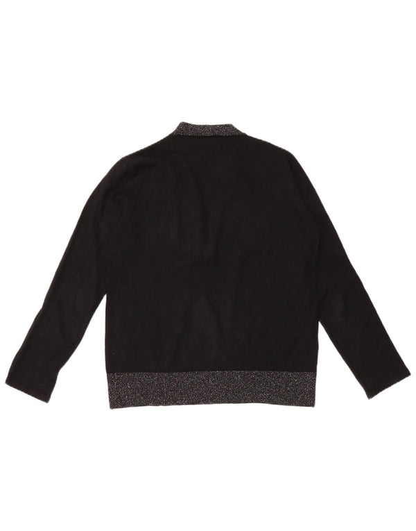 ALVIERO MARTINI Damen Pullover mit grafischem Rundhalsausschnitt, Gr. 40, Schwarz