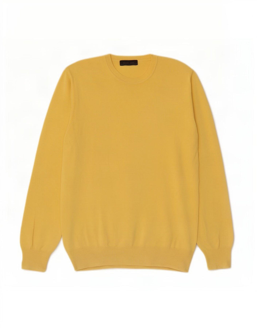 Zara Herren-Pullover mit Rundhalsausschnitt, groß, gelbe Baumwolle