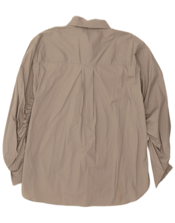 Zara Damen-Oversize-Hemd, UK 10, Größe S, graue Baumwolle