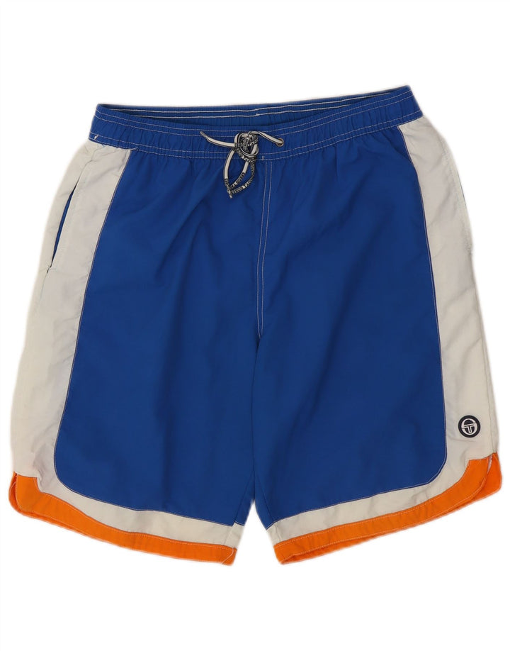 Sergio Tacchini Herren-Badeshorts aus mittelblauem Colourblock-Polyamid