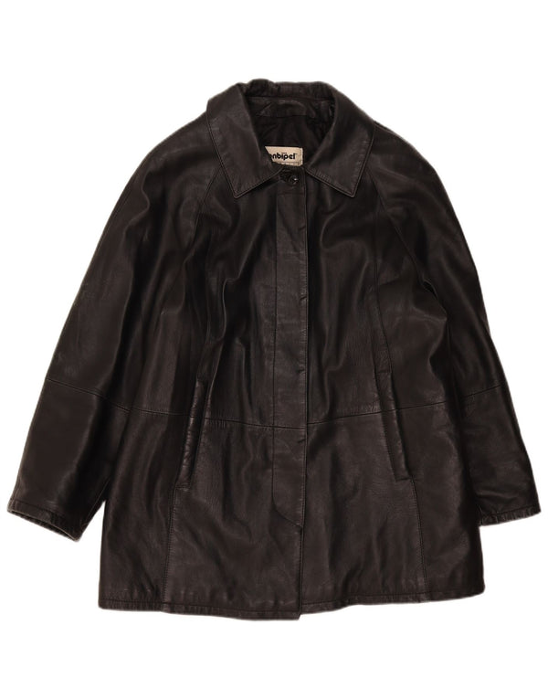 Conbipel Damen Loose Fit Ledermantel IT 44 Mittelschwarz