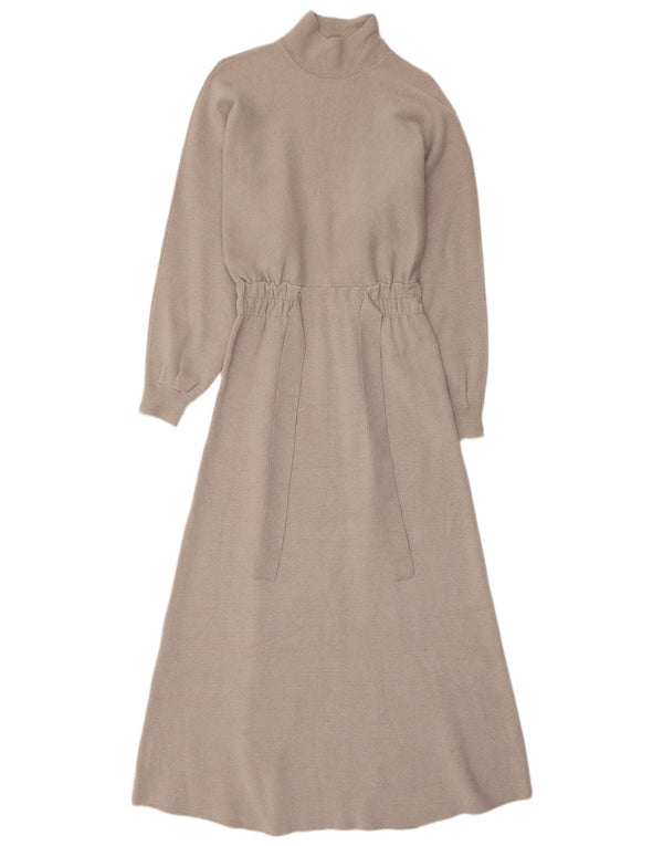 Zara Damen Maxi-Maxikleid mit langen Ärmeln, UK 12, mittelgraue Viskose