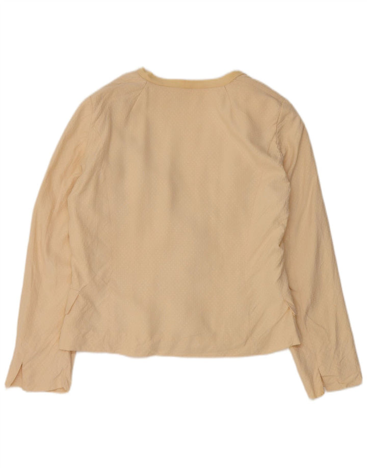 Vintage Damen 3-Knopf-Blazerjacke UK 14 Mittelbeige Seide
