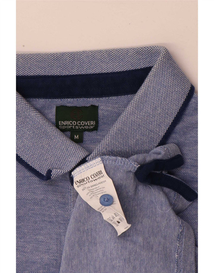 Enrico Coveri Herren-Poloshirt aus mittelblauer Baumwolle