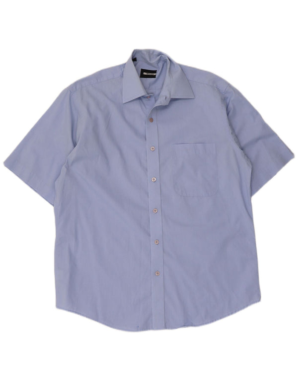 Pierre Cardin Herren Kurzarmhemd Größe 39 15 1/2 mittelblaue Baumwolle