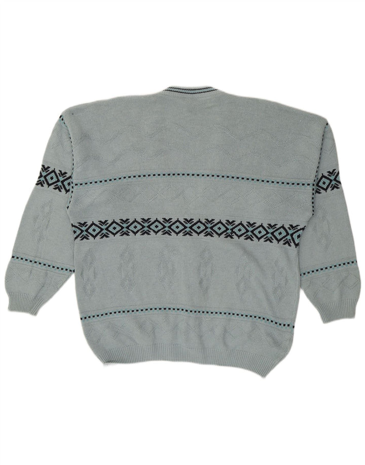 Mr. Forrest Herren-Strickjacke, XL, blau, geometrisch, Baumwolle