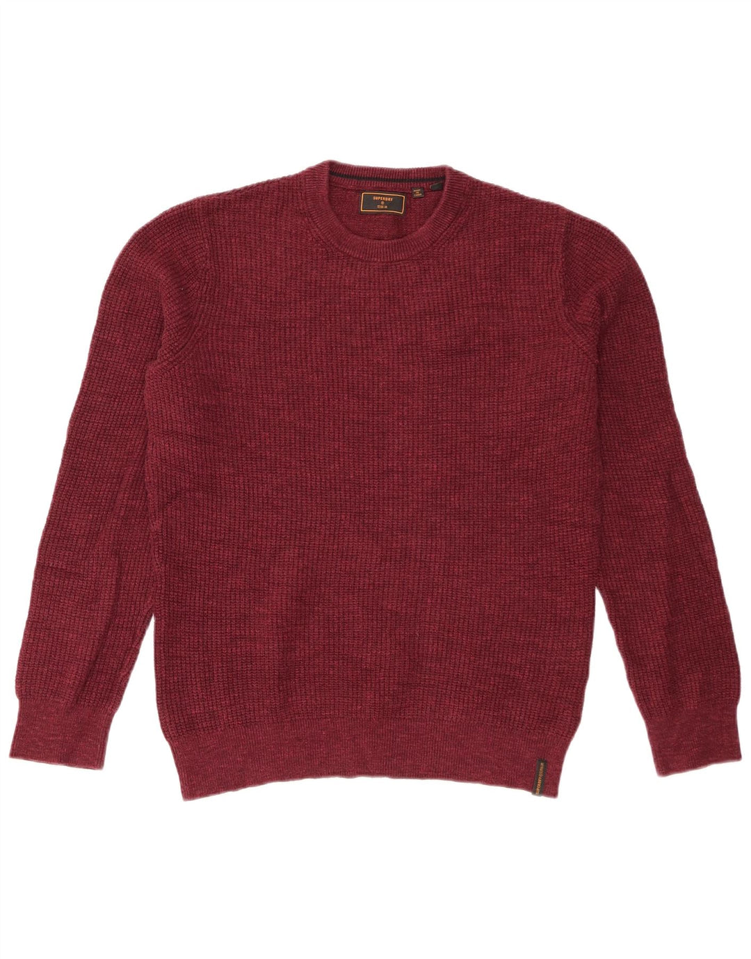 Superdry Herren-Pullover mit Rundhalsausschnitt, Größe S, Burgunderrot, Baumwolle