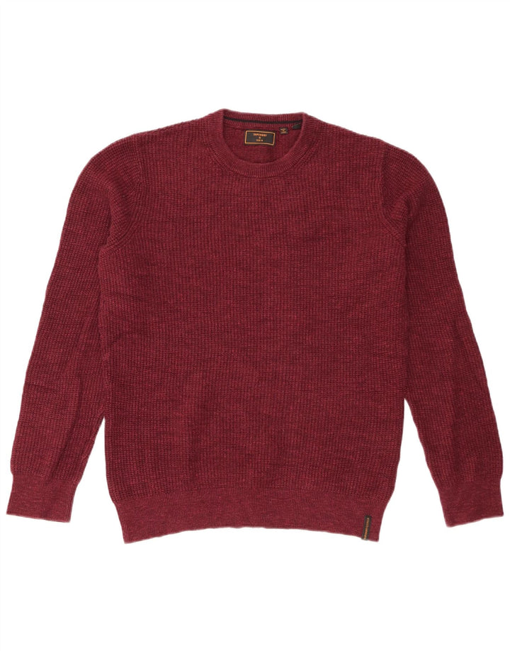 Superdry Herren-Pullover mit Rundhalsausschnitt, Größe S, Burgunderrot, Baumwolle