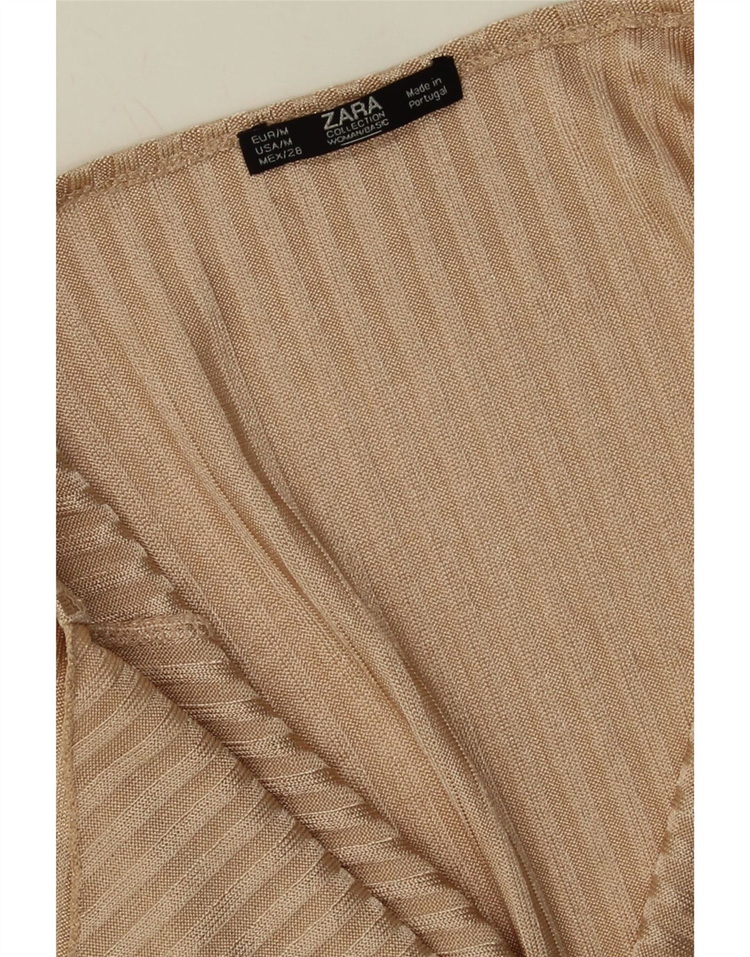 ZARA Womens Cami Top UK 12 Medium Beige Striped Polyester Vintage Zara and Second-Hand Zara from Messina Hembry 