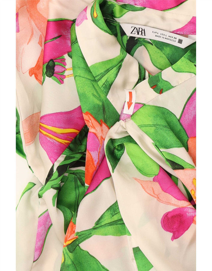 Übergroße Hemdbluse für Damen von Zara, Größe 46, groß, mehrfarbig, mit Blumenmuster
