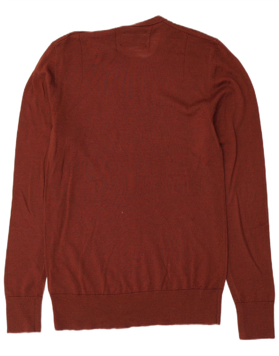 All Saints Herren-Pullover mit Rundhalsausschnitt, kleine braune Merinowolle