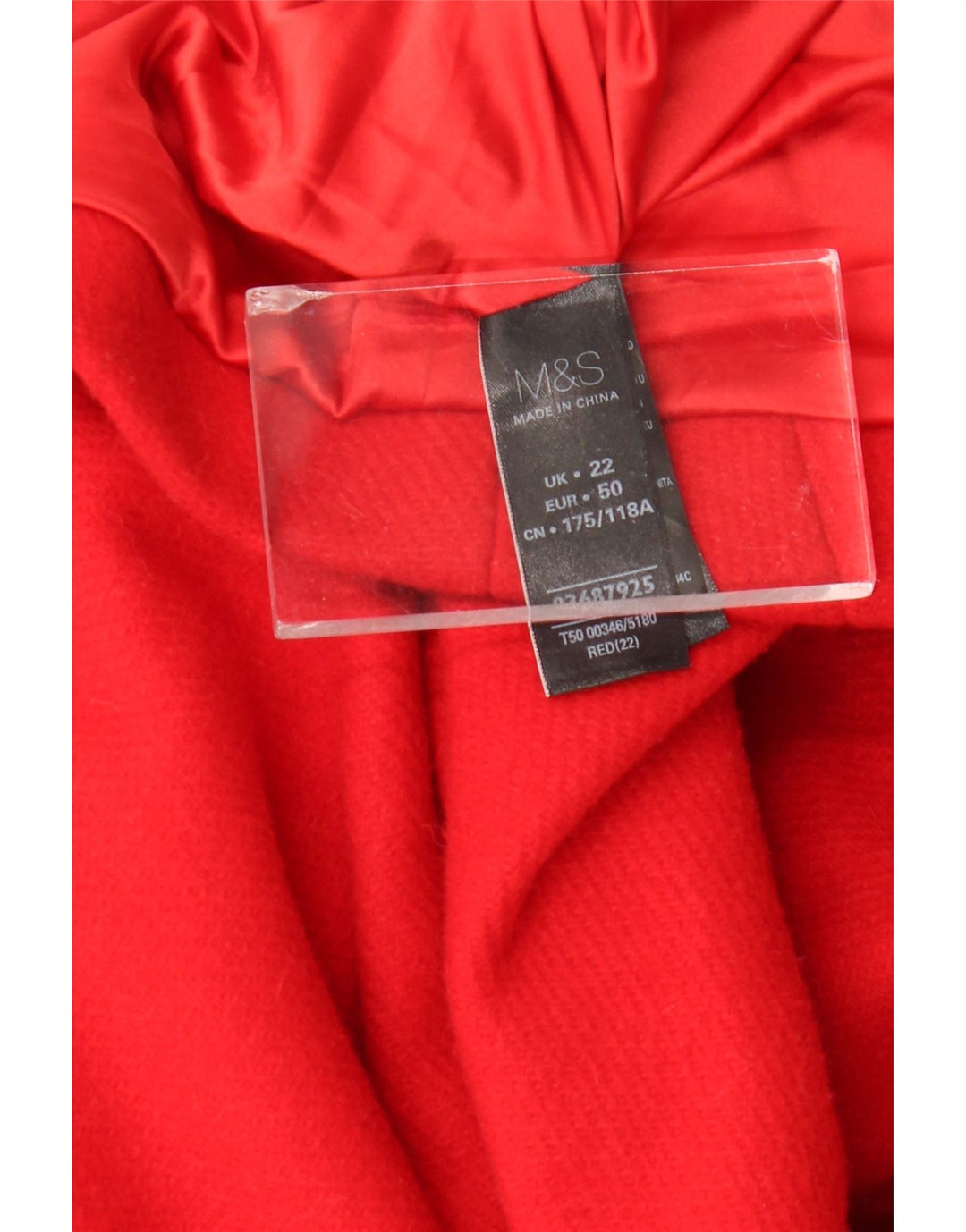 Marks & Spencer Damen-Militärmantel, UK 22 3XL, rote Wolle, klassisch