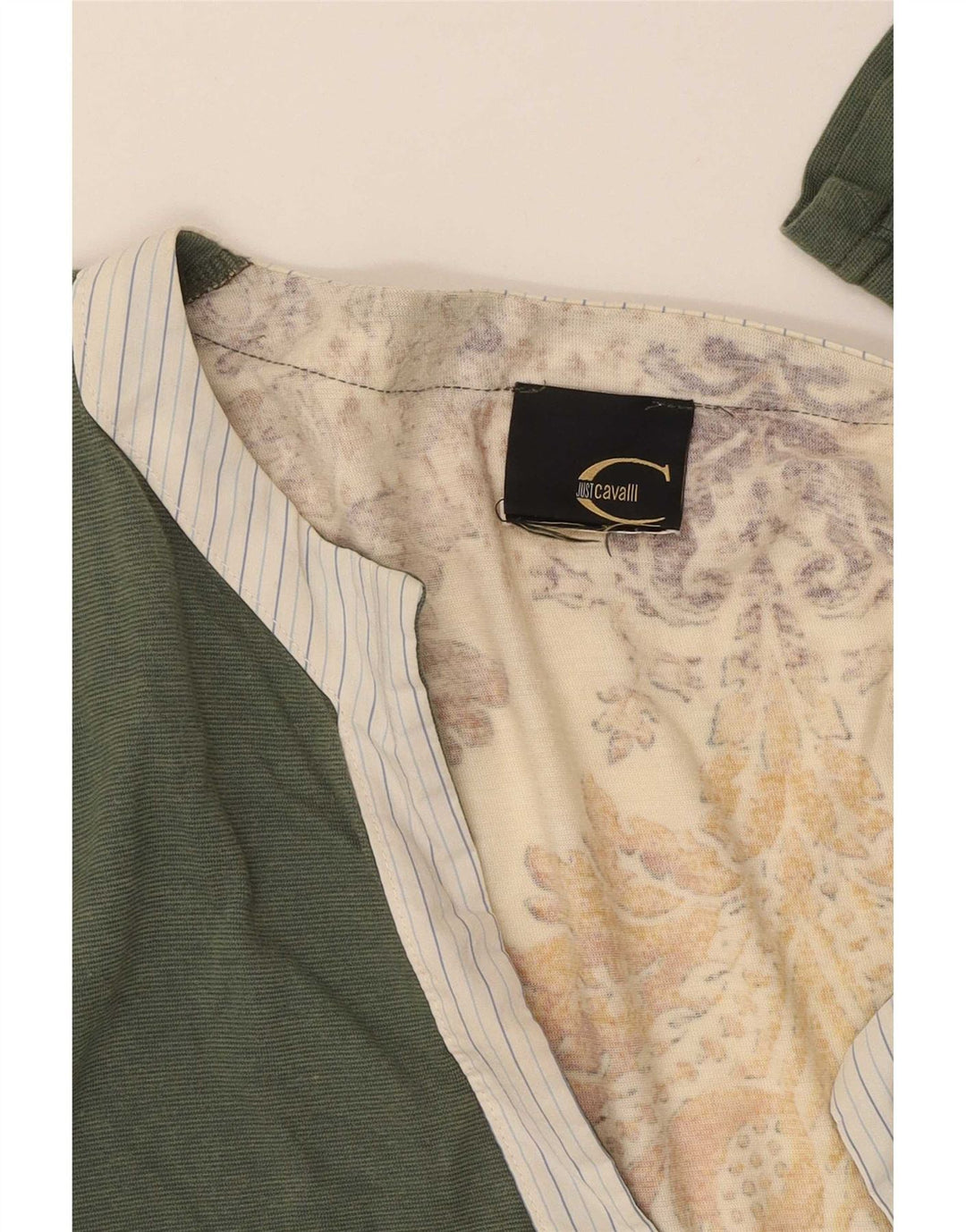 Just Cavalli Damen Top Langarm UK 12 Mittelgrün geblümt