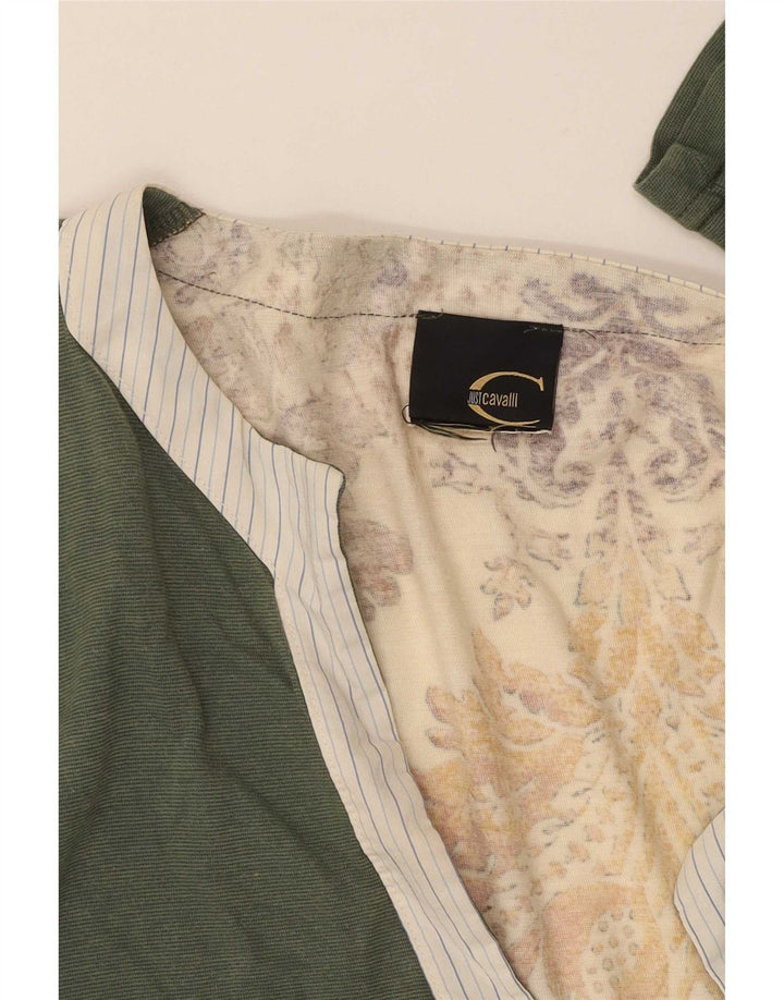 Just Cavalli Damen Top Langarm UK 12 Mittelgrün geblümt