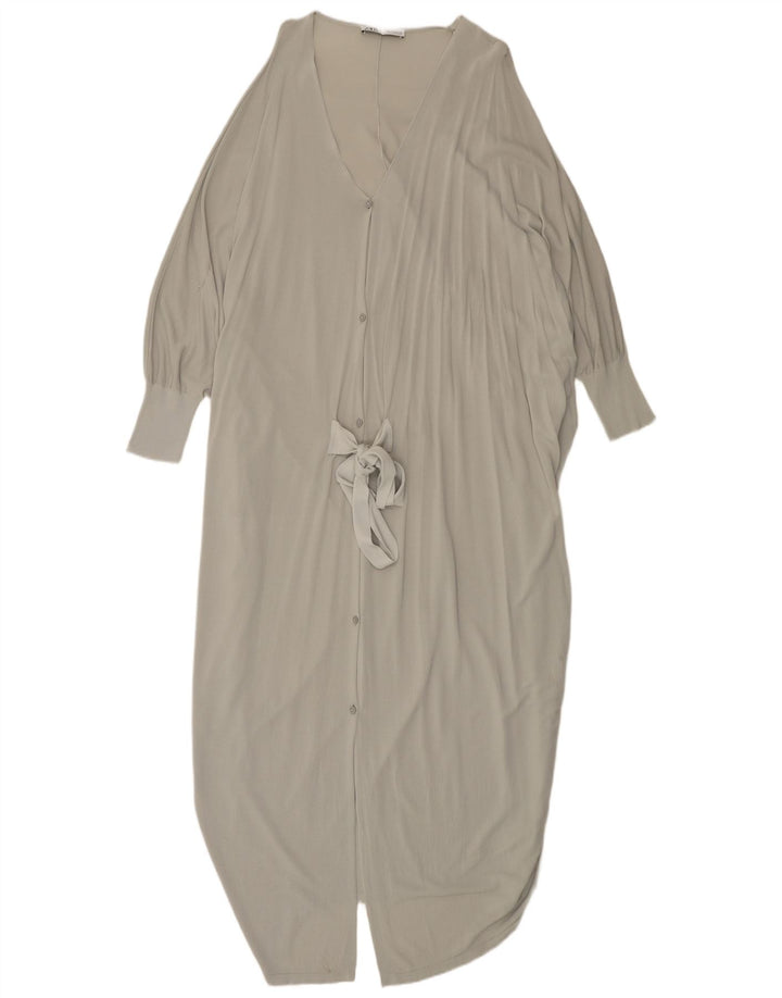 Langer, übergroßer Damen-Cardigan von Zara, Gr. 14, mittelgraue Viskose