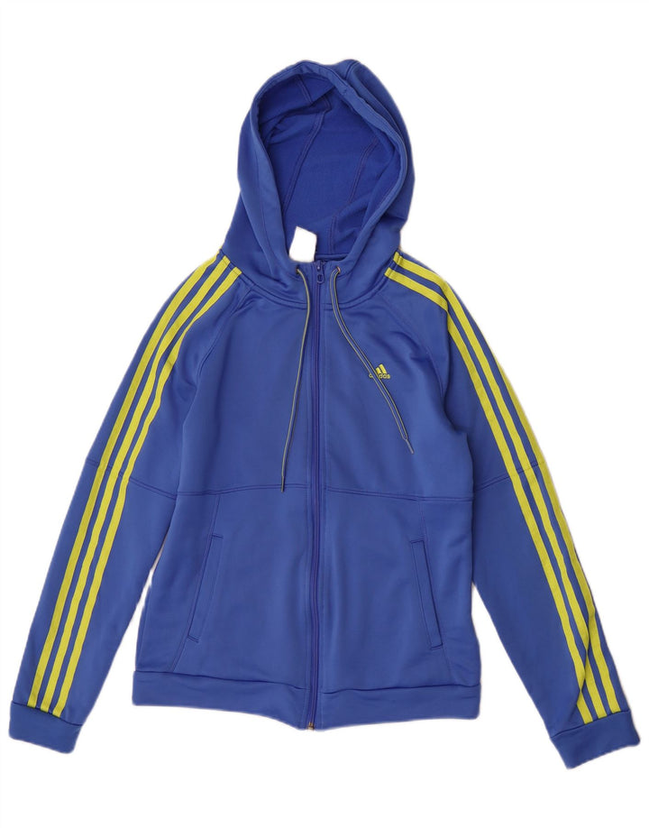 Adidas Damen Zip Hoodie Pullover UK 8/10 Small Blau Polyester