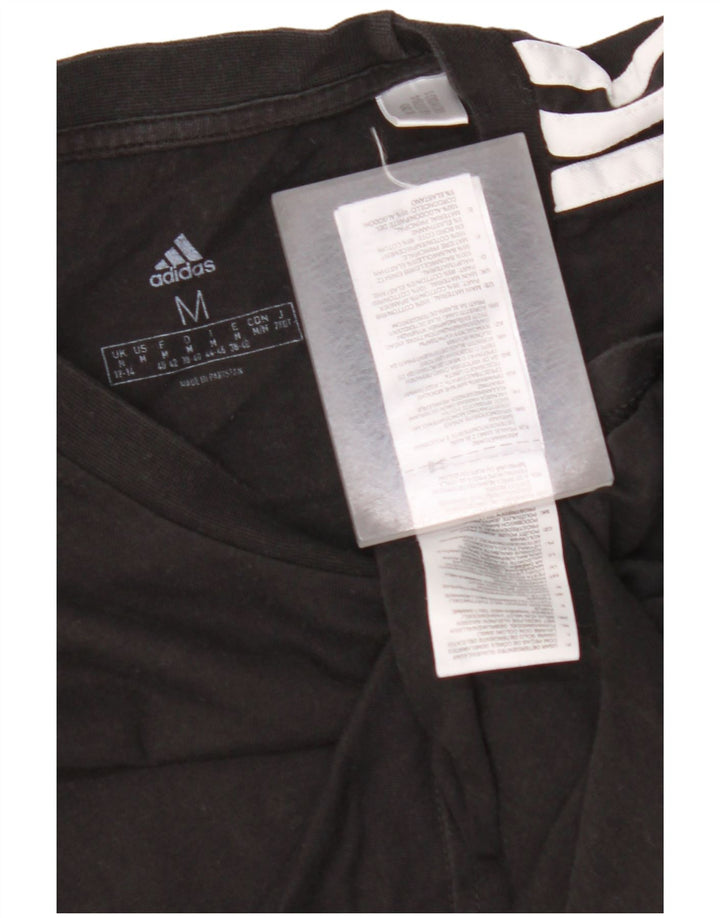 ADIDAS Damen T-Shirt Top UK 12/14 Mittelschwarze Baumwolle