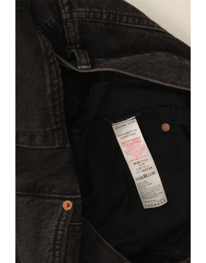 Topshop Damen Straight Jeans W28 L30 Schwarze Baumwolle