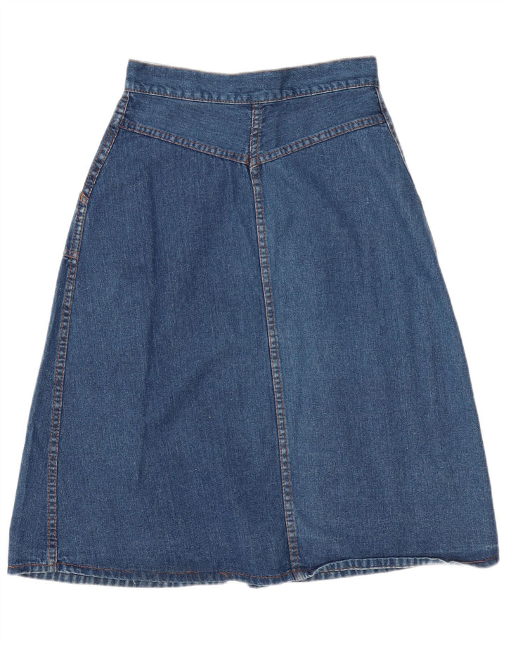 Vintage Damen Maxi Denim A-Linie Rock W28 Mittelblau
