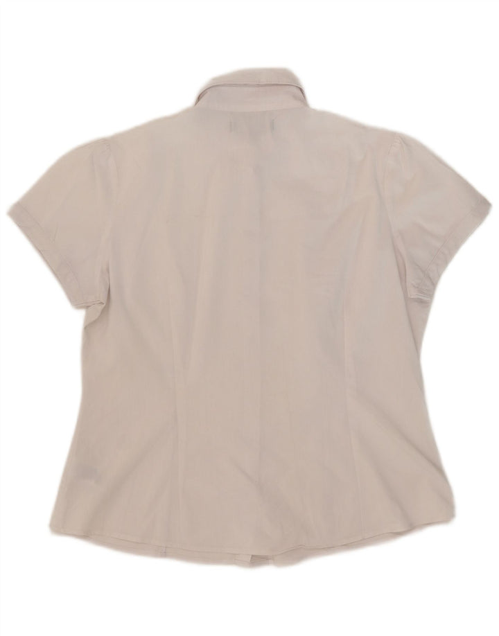 Marks & Spencer Damen Kurzarmhemd UK 12 Mittelweiße Baumwolle