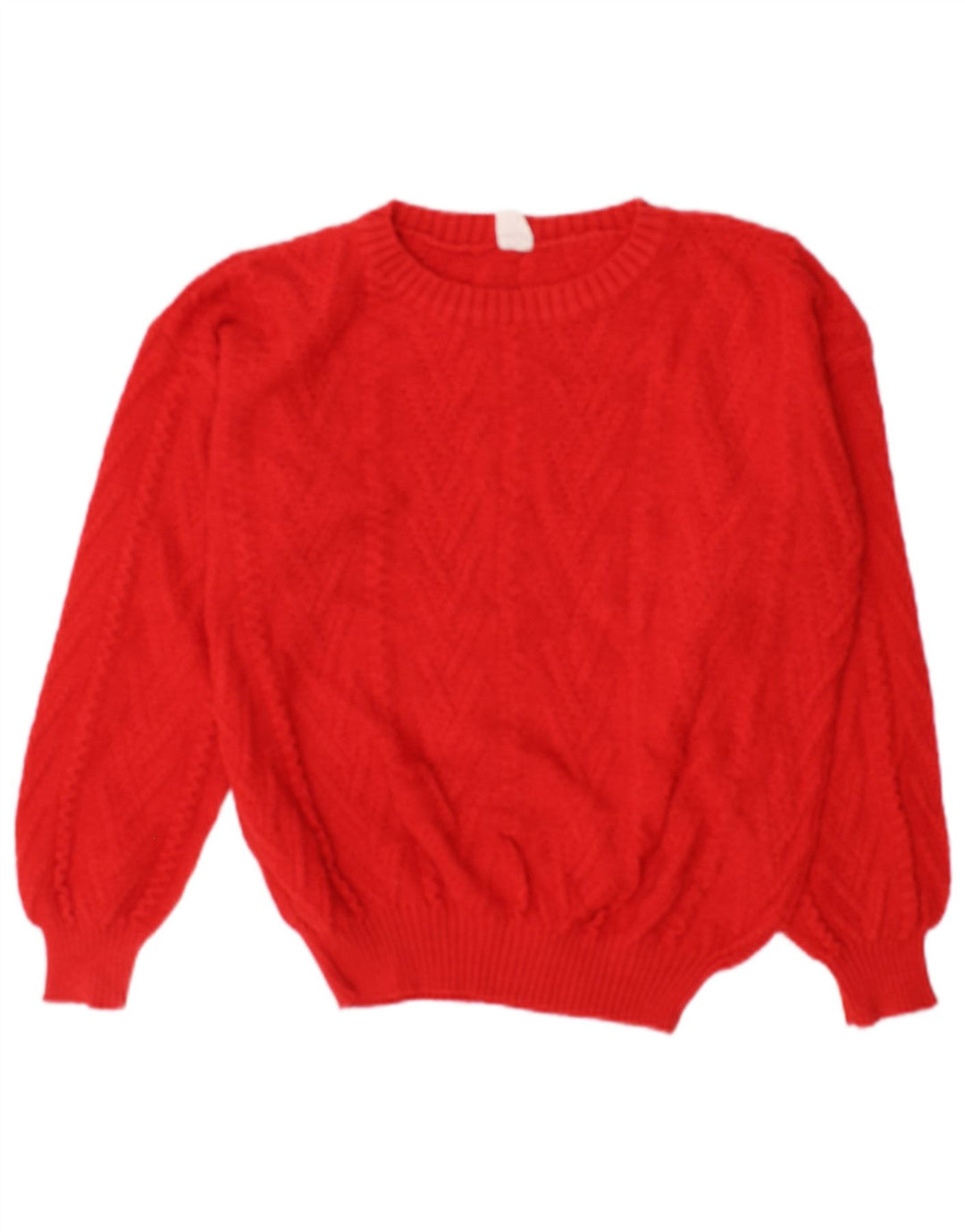Vintage Damen Rundhalspullover Pullover UK 14 Mittelrote Baumwolle