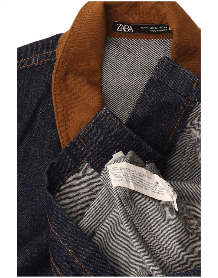 Zara Herren Jeansjacke UK 38 Mittelmarineblaue Baumwolle