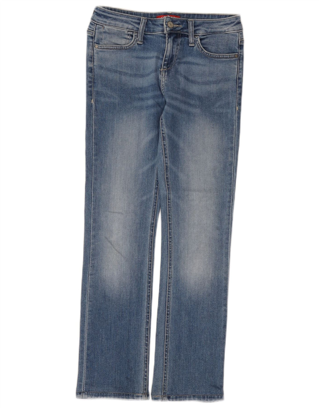 Guess Damen Straight Jeans W27 L28 Blaue Baumwolle
