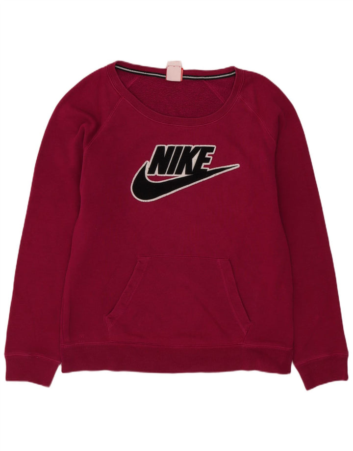 Nike Womens Graphic Sweatshirt Pullover UK 14 Mittelrosa Baumwolle