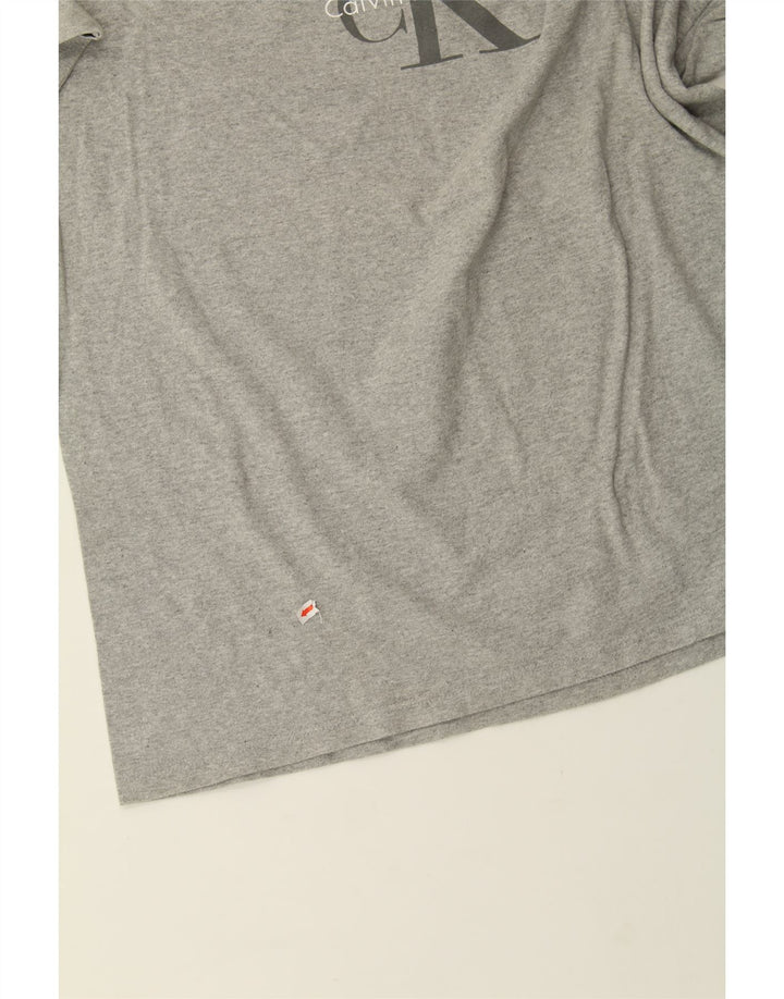CALVIN KLEIN Mens Graphic T-Shirt Top XL Grey Cotton Vintage Calvin Klein and Second-Hand Calvin Klein from Messina Hembry 