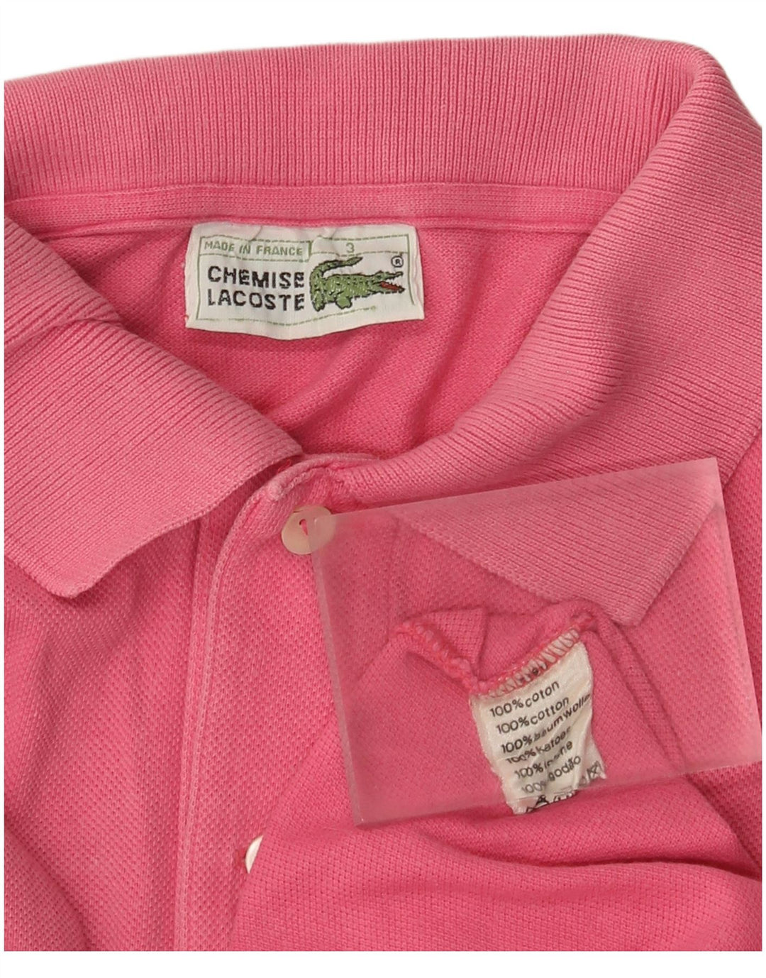 Lacoste Herren-Poloshirt, Größe 3, klein, rosa Baumwolle