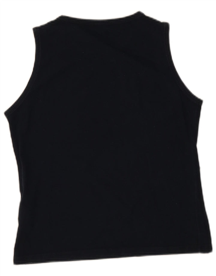 Fred Perry Damen Crop Vest Top UK 12 Mittelschwarze Baumwolle