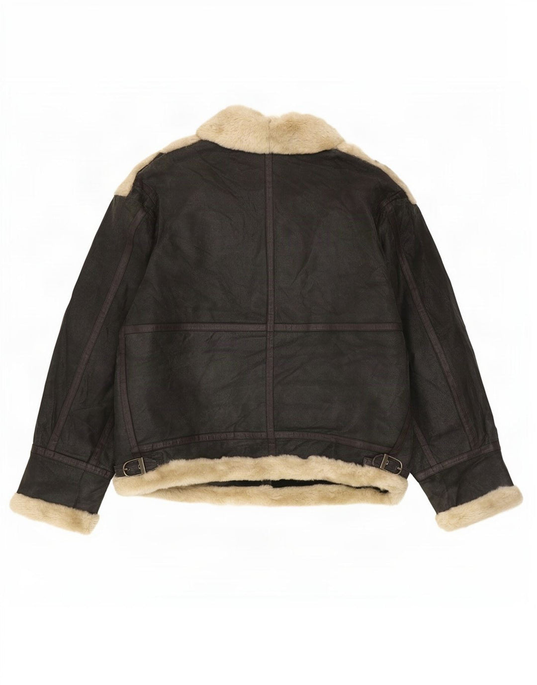Quebec Herren Shearling Jacke UK 42 XL Schwarzes Leder