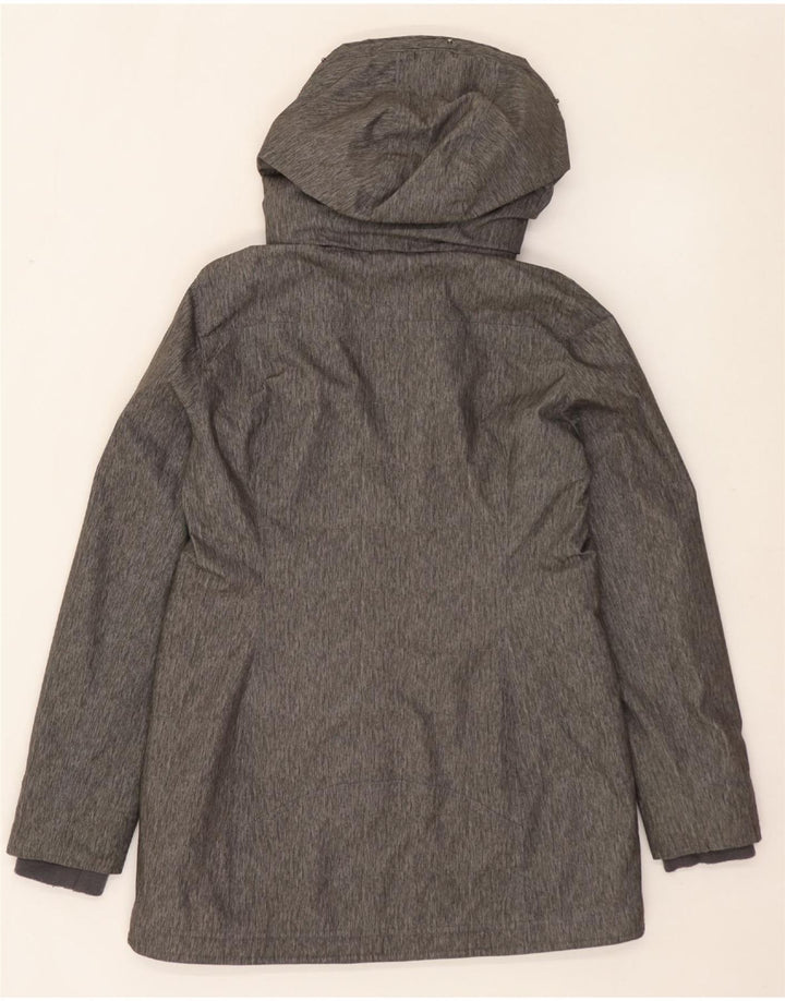 HOLLISTER Damen-Parkajacke mit Kapuze, UK 14, mittelgrau geflecktes Polyester