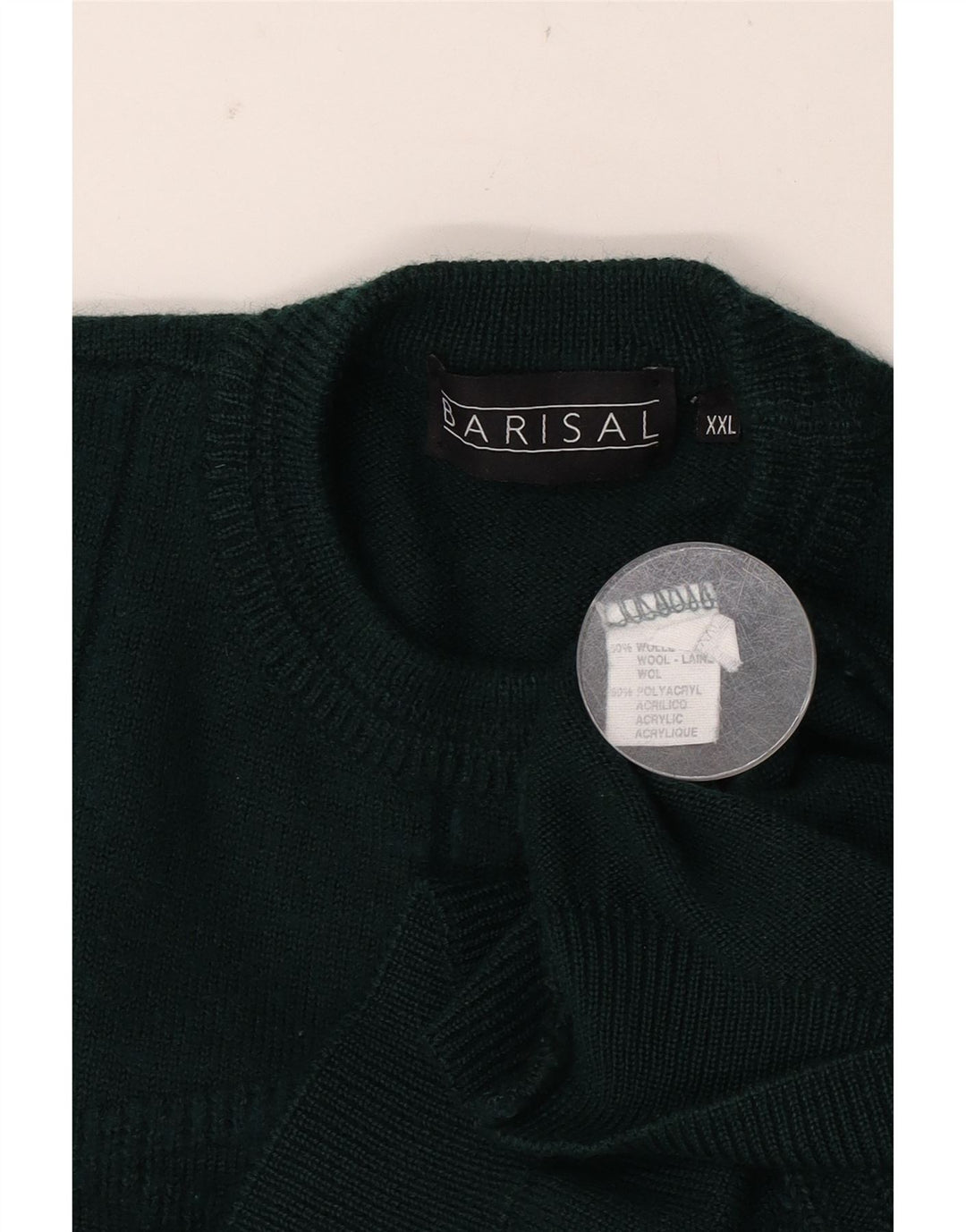 Barisal Herren-Pullover mit Rundhalsausschnitt, 2XL, grün gestreift, Wolle