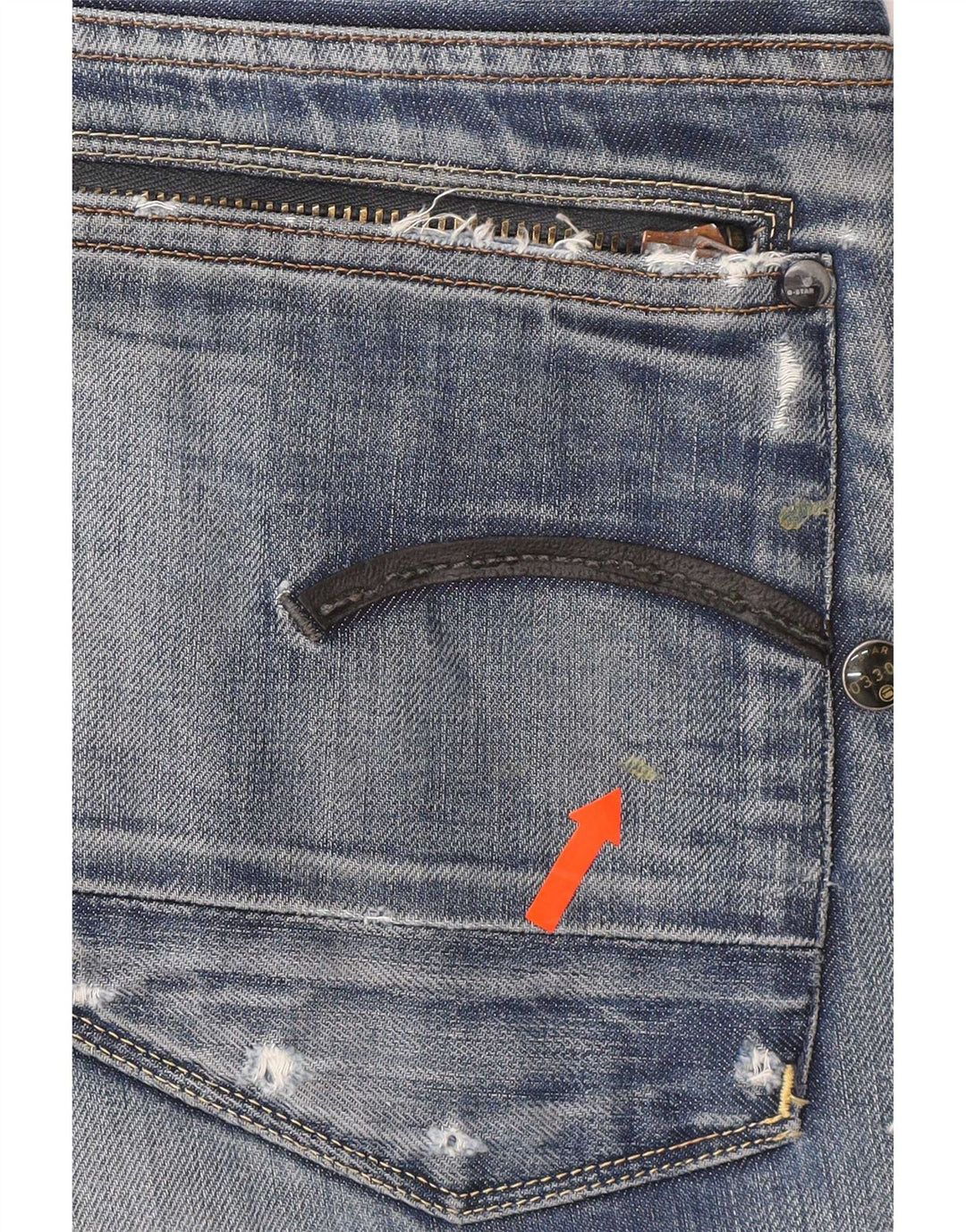 G-Star Herren Distressed Straight Jeans W33 L32 Blaue Baumwolle